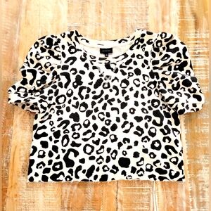 Leopard Print Crop Top Beige Black XS Fits like S